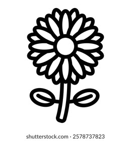 Sunflower Vector Line Icon Design