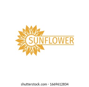 sunflower vector logo design concept template with space bar for text writing
