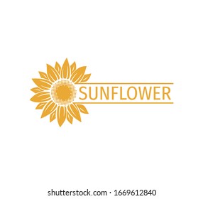 sunflower vector logo design concept template with space bar for text writing