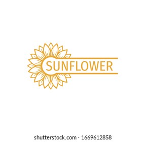 sunflower vector logo design concept template with space bar for text writing