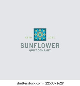 sunflower vector logo design concept with space bar for text writing