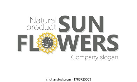 Sunflower. Vector logo, emblem, trademark isolated on white background. Design for business project