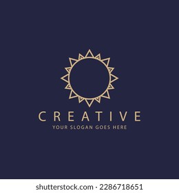 Sunflower vector logo in the shape of a tree. Nature tree vector illustration logo design, modern gold leaf