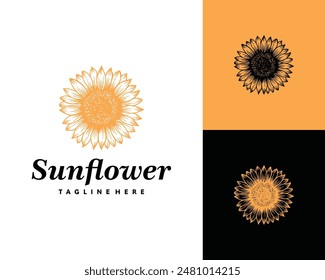 sunflower vector logo. white background