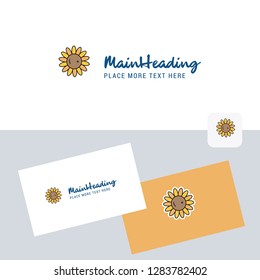 Sunflower vector logotype with business card template. Elegant corporate identity. - Vector