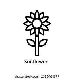 Sunflower vector outline  Design illustration. Symbol on White background EPS 10 File 