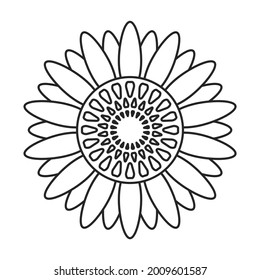 Sunflower vector outline icon. Vector illustration san flower on white background. Isolated outline illustration icon of sunflower.