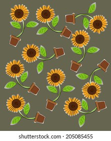 Sunflower Vector Pattern