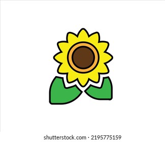 Sunflower vector. Print for t-shirt, color and monochrome icons of sunflower on white background, isolated sunflowers. Vector illustration