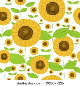 Sunflower vector seamless pattern floral texture.Vector illustration.
 