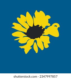 Sonnenblume, Vektorsymbol einzeln auf blauem Hintergrund