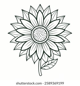 sunflower victor line art on white background