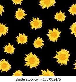 Sunflower vintage seamless pattern for crafting, scrapbook, fabric, textiles