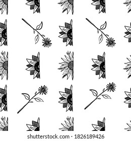 Sunflower vintage seamless pattern for crafting, scrapbook, fabric, textiles