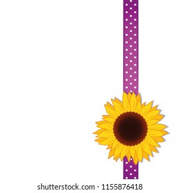 Sunflower violet ribbon decoration vector illustration EPS10