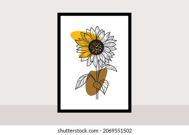 Sunflower wall art vector set.Floral Art design for wall framed prints, canvas prints, poster, home decor, cover, wallpaper.
