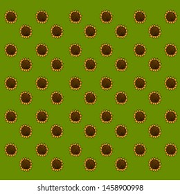 Sunflower wallpaper, illustration, vector on white background.