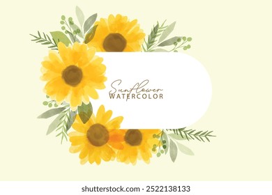 Fondo de acuarela de girasol. Colección de flores de flor amarilla de verano. Ilustración vectorial. Acuarela botánica dibujada a mano girasoles, hojas, plantas. 