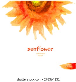 Sunflower watercolor illustration isolated on white, Vector floral border, Pattern design, Watercolor frame for banner, greeting card, wedding invitation, florist shop, cosmetic template, beauty salon