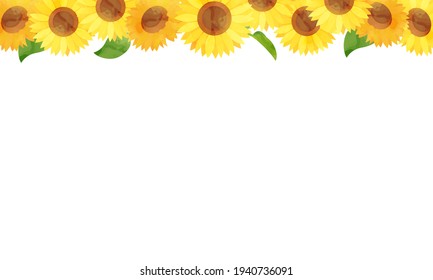 Sunflower watercolor style vector illustration frame background (copy space)