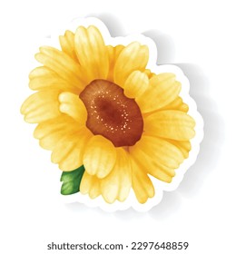 Sonnenblumen Wasser Farbe Vektordatei , süße Cartoon Vintage Stil. 
