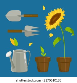 sunflower watering can shovel set garden