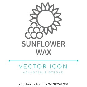 Sunflower Wax Candle Vector Line Icon, Candle Wax Type Symbol, Candle Making Vector Line Icon