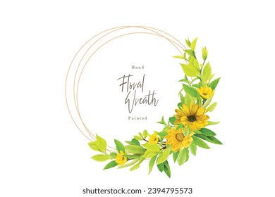 sunflower wreath arrangement illustration design