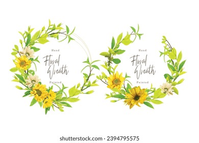sunflower wreath arrangement illustration design