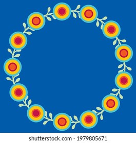 Sunflower wreath  made in graphics editor. Perfect for an invitation, postcard, fabric.