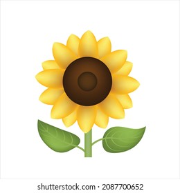 Sunflower yellow flower icon isolated on white background. Use for text emoji emotion expression reactions chat comment social media app smart phone to family friends