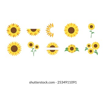 Conjunto de elementos de ilustración amarillo girasol