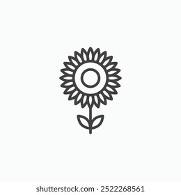 Sunflowerline in Thin line black color. flat simple vector symbols illustration.