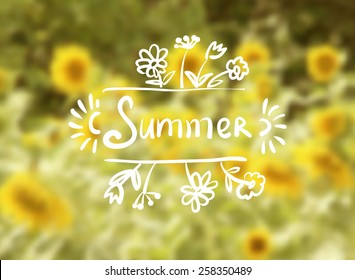 Sunflowers Background on a Summer Day with a Handwritten Inscription for your Design