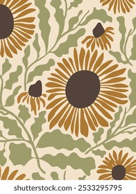 Vector de fondo de girasoles. Colores desnudos de fondo 