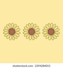 Sunflowers cartoon illustration vector graphic. Spring and Summer flowers.