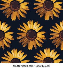 Sunflowers Closeup Illustration for Background or Wall Art or Cover Book or Pattern