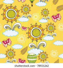 sunflowers and clouds
