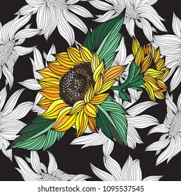 sunflowers and daisies summer flowers pattern