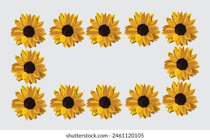 Girasoles. Marco decorativo de girasoles.