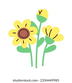 Sunflowers Floral Bouquet Vector Illustration