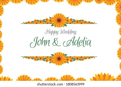 Sunflowers with frame concept for invitations and other greeting card purposes