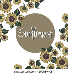 Sunflowers frame with copy space. Crop and farming concept. Vector