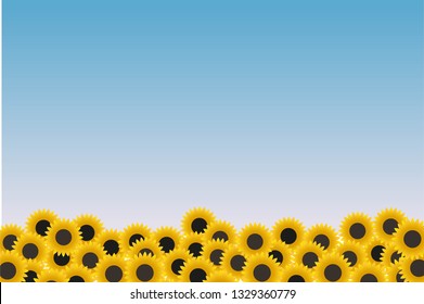 sunflowers framing scenery background