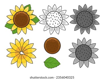 Sunflowers garden cartoon element  .Vector Illustration