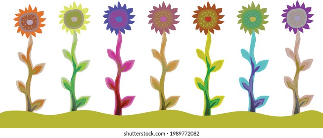 Sonnenblumen im Garten - Vektorgrafik