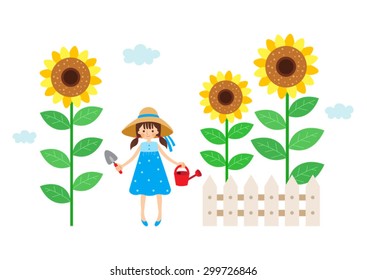 Sunflowers and a girl