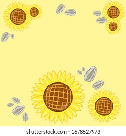 Sunflowers are hand drawn in vector.