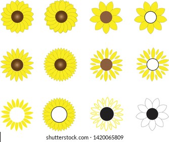 sunflowers icon on white background. flat style. sun flowers  icon for your web site design, logo, app, UI. sun flowers symbol. flowers sign. sun flowers logo.

