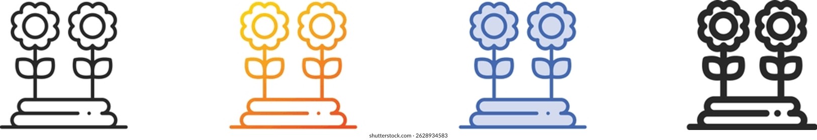 sunflowers icon.Thin Linear, Gradient, Blue Stroke and bold Style Design Isolated On White Background